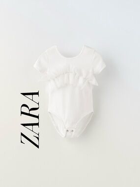ZARA White Tulle Ruffle Baby Bodysuit